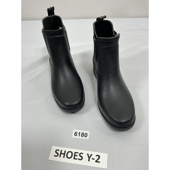 Womans Lands End Pullon Ankle Rainboots 9 Black Elastic Ankle NWOT - Picture 3 of 9